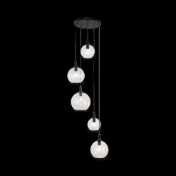 Ygo Hanglamp OSIRA Rnd 5Del. Zwart/Glas Helder| Hanglampen
