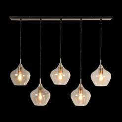 Ygo Hanglamp RAKEL 5Del. Ant. Brons/Glas Smoke| Hanglampen