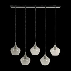 Ygo Hanglamp RAKEL 5Del. Ant. Brons/Glas Smoke| Hanglampen