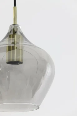 Ygo Hanglamp RAKEL 5Del. Rnd Ant. Brons/Glas Smoke| Hanglampen