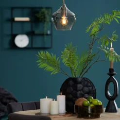 Ygo Hanglamp RAKEL L Ant. Brons/Glas Smoke| Hanglampen