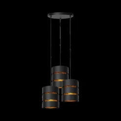 Ygo Hanglamp ROSAS 3Del. Rond Zwart/Goud| Hanglampen