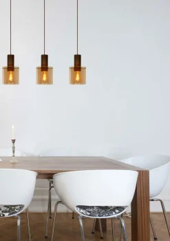 Ygo Hanglamp TOLEDO 3Del. Koper/Glas Amber| Hanglampen
