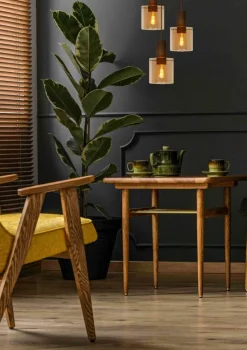 Ygo Hanglamp TOLEDO Rond Koper/Glas Amber| Hanglampen