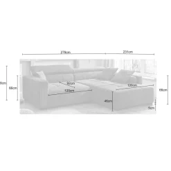 Ygo Hoeksalon LORETO Lichtgrijs B283-L231| Hoeksalons