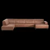 Ygo Hoeksalon PASTEL Longchair Links Cognac| Hoeksalons