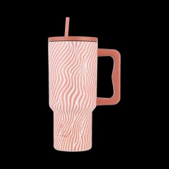 Ygo Isoleefles DAMYAN 900ml Ribbel Peach| Koffie & Thee|To Go