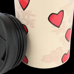 Ygo Isoleermok DAMYAN 350ml Tender Hart Beige/Rood| Koffie & Thee|To Go