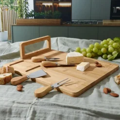 Ygo Kaasplank FRAGO M/4Del. Bestek Bamboe| Servies|Tafelaccessoires