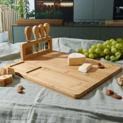 Ygo Kaasplank FRAGO M/4Del. Bestek Bamboe| Servies|Tafelaccessoires