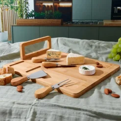 Ygo Kaasplank FRAGO M/4Del. Bestek Bamboe| Servies|Tafelaccessoires