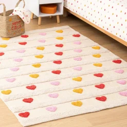Ygo Kindertapijt COEUR Hart Beige/Rood/Roze| Tapijten | Meubels