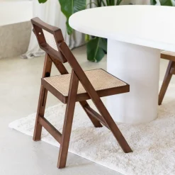 Ygo Klapstoel JACCO Ash Wood Walnut/Rotan| Klapstoelen