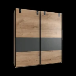 Ygo Kleerkast CYKEL Plankeneiche/Graphite B135| Schuifdeurkasten