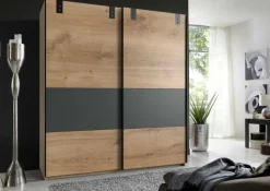 Ygo Kleerkast CYKEL Plankeneiche/Graphite B135| Schuifdeurkasten