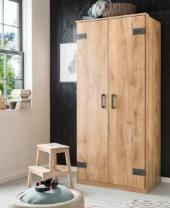 Ygo Kleerkast HUVAR Plankeneiche/Graphite B90| Jeugdkamerkasten|Kleerkasten