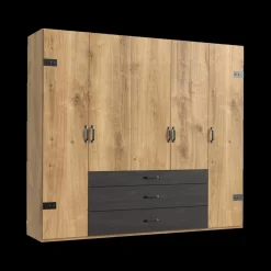 Ygo Kleerkast KICK Plankeneiche/Raw Steel B250| Draaideurkasten