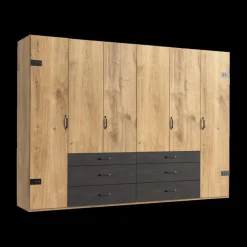 Ygo Kleerkast KICK Plankeneiche/Raw Steel B300| Draaideurkasten