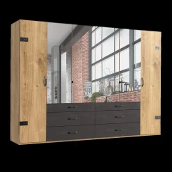 Ygo Kleerkast KICK Plankeneiche/Raw Steel B300| Draaideurkasten