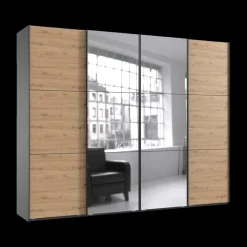 Ygo Kleerkast MENDOZA Grafiet/Artisan Eik B300| Schuifdeurkasten