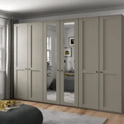 Ygo Kleerkast NAVAN B300 3xSpiegel Kiezelgrijs| Draaideurkasten