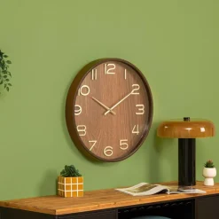 Ygo Klok IRKIS Rond Ø55 Houtlook Bruin| Woondecoratie