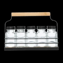 Ygo Kruidenrek BLACKWOOD 10Potjes Metaal/Hout| Keukenaccessoires|Kookaccessoires