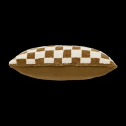Ygo Kussen DAMDRO Dambordmotief Oker| Sierkussens & Plaids