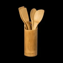 Ygo Lepelset 4Del in Staander Bamboe| Kookaccessoires|Bakaccessoires