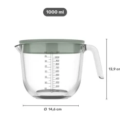 Ygo Maatbeker CHEF IT Glas 1L m/Deksel Nordic Sage| Keukenaccessoires|Kookaccessoires