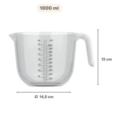 Ygo Maatbeker CHEF IT Glas 1L m/Deksel Chalk| Keukenaccessoires|Kookaccessoires