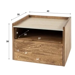 Ygo Nachttafel FIDEL Hangend Mango/Travertin| Nachttafels