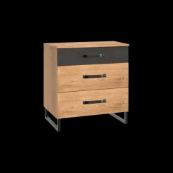 Ygo Nachttafel KICK F99-Plankeneiche/Raw Steel B58| Nachttafels