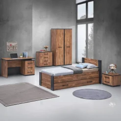 Ygo Nachttafel MATHIS Acacia/Black Concrete| Tapijten | Meubels