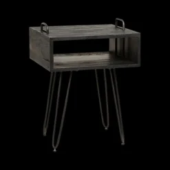 Ygo Nachttafel QUINCA Massief acacia zwart| Nachttafels