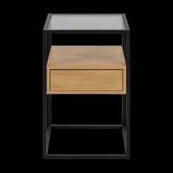 Ygo Nachttafel ROLF Smoked Glass/Wild Oak| Nachttafels