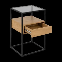 Ygo Nachttafel ROLF Smoked Glass/Wild Oak| Nachttafels
