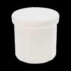 Ygo Opbergpouf BUOLI Rond Teddy Wit| Opbergboxen|Decoratieve Opbergers