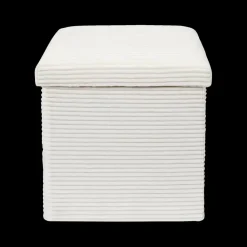 Ygo Opbergpouf COLLETE Vk Rib Wit| Opbergboxen|Decoratieve Opbergers