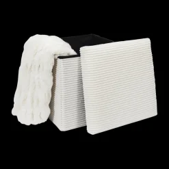 Ygo Opbergpouf COLLETE Vk Rib Wit| Opbergboxen|Decoratieve Opbergers