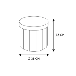 Ygo Opbergpouf DOAKA Rond Zwart| Opbergboxen|Decoratieve Opbergers
