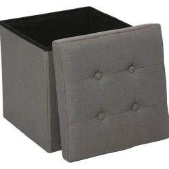Ygo Opbergpouf LYSANDRA VK Stof Grijs| Opbergboxen|Decoratieve Opbergers