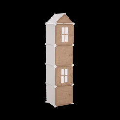 Ygo Opbergrek CASTLE 4Del. Met/Poly Wit/Beige| Slaapkamer|Accessoires