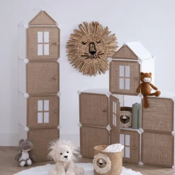Ygo Opbergrek CASTLE 4Del. Met/Poly Wit/Beige| Slaapkamer|Accessoires