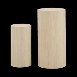 Ygo Piedestals LIVA S/2 Rond Travertijnlook| Salontafels & Bijzettafels