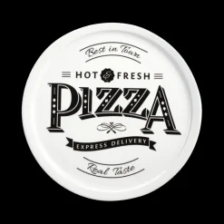 Ygo Pizzabord PIZZA Porselein Wit/Zwart| Servies|Kookaccessoires