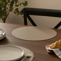 Ygo Placemat FLEO Rond LL Beige| Tafellinnen & -Textiel