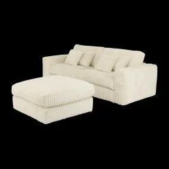 Ygo Poef PROSPERO Rib Ecru 105x105| Poufen & Voetenbanken