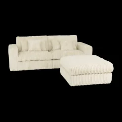 Ygo Poef PROSPERO Rib Ecru 105x105| Poufen & Voetenbanken