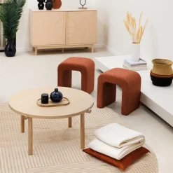 Ygo Pouf SEVGIR U-vorm Bouclé Terracotta| Poufen & Voetenbanken